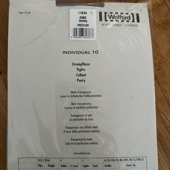 WOLFORD Individual 10 Tights in Honey Size Medium - Picture 3 of 4
